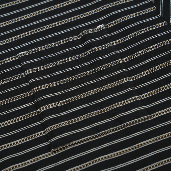 JACQUARD STRIPE HALF T-SHIRT - BLACK