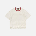 JACQUARD STRIPE HALF T-SHIRT - CREAM