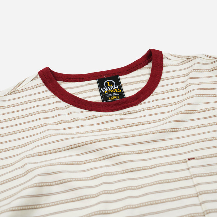 JACQUARD STRIPE HALF T-SHIRT - CREAM