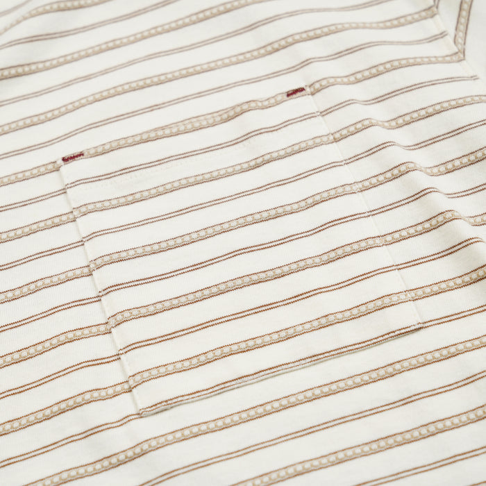 JACQUARD STRIPE HALF T-SHIRT - CREAM