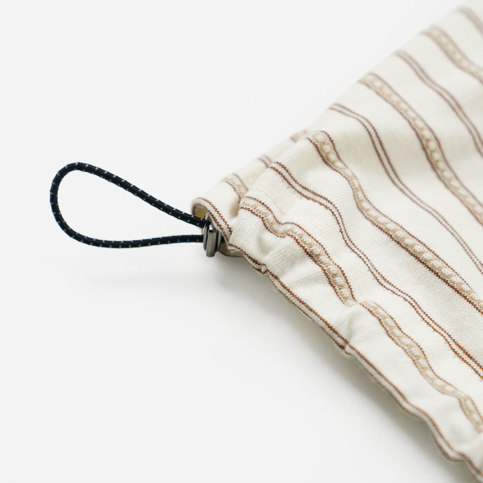 JACQUARD STRIPE HALF T-SHIRT - CREAM
