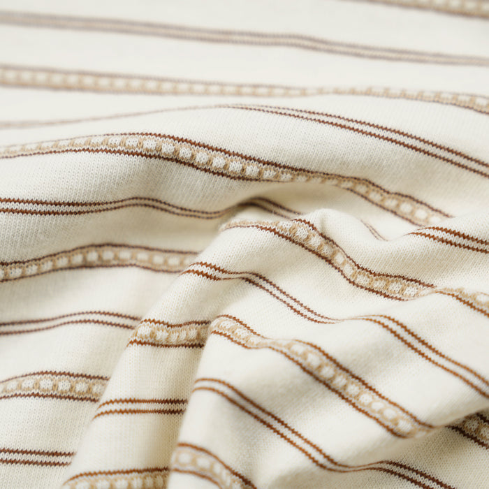 JACQUARD STRIPE HALF T-SHIRT - CREAM