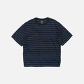 JACQUARD STRIPE HALF T-SHIRT - NAVY