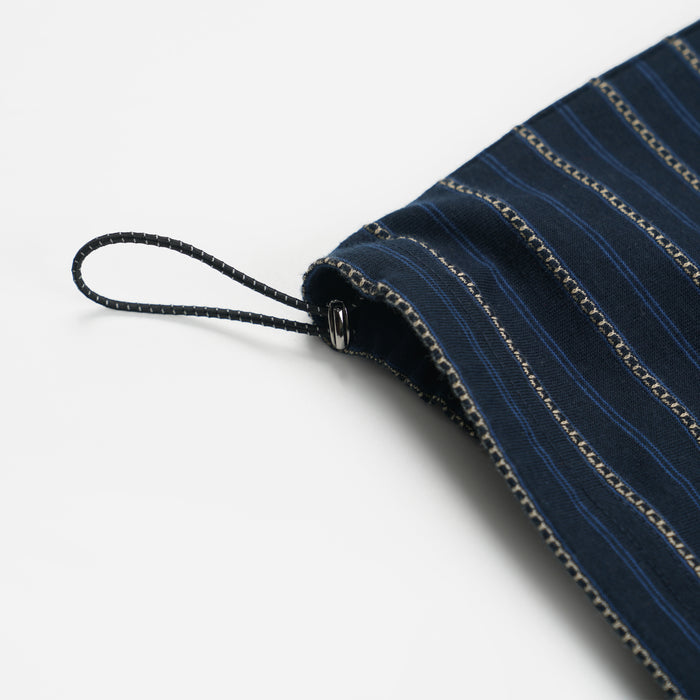 JACQUARD STRIPE HALF T-SHIRT - NAVY