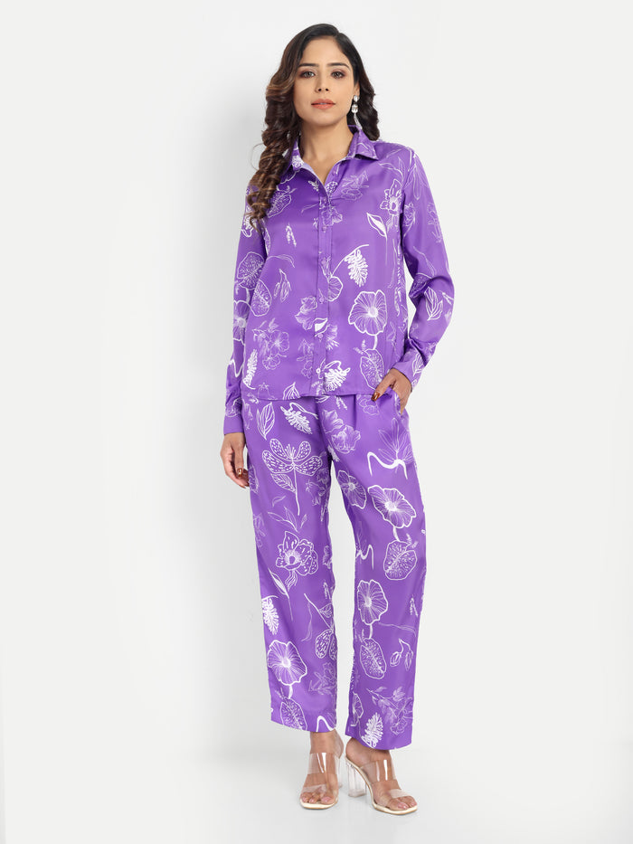 Women’s purple printed Jaila shirt with long sleeves and relaxed stylish fit