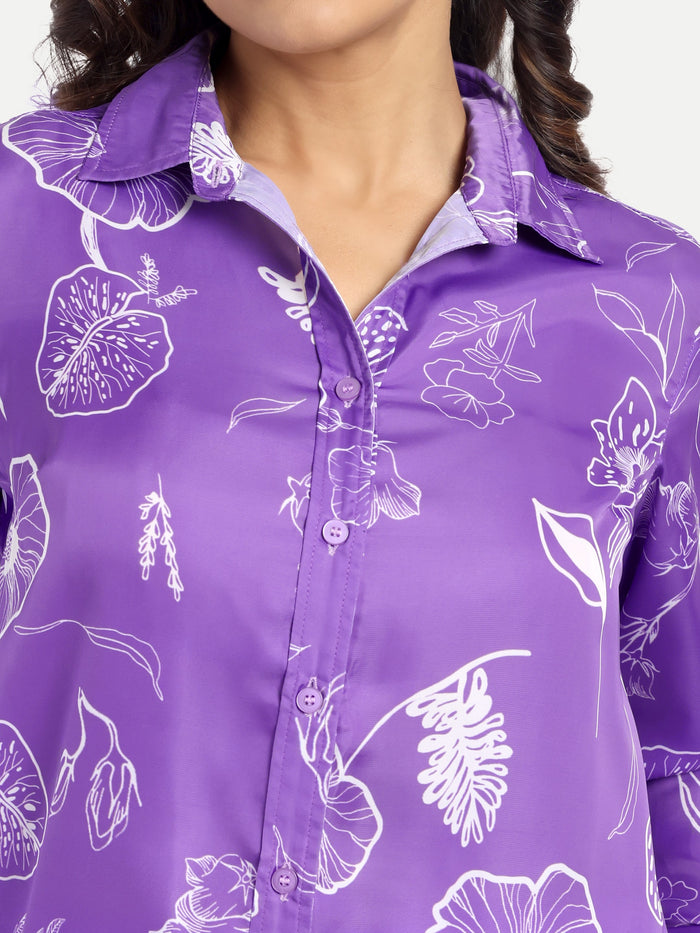 Women’s purple printed Jaila shirt with long sleeves and relaxed stylish fit