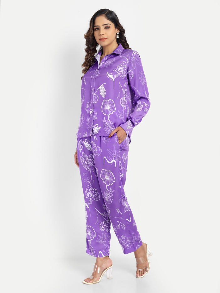 Women’s purple printed Jaila shirt with long sleeves and relaxed stylish fit