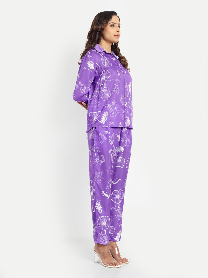 Women’s purple printed Jaila shirt with long sleeves and relaxed stylish fit