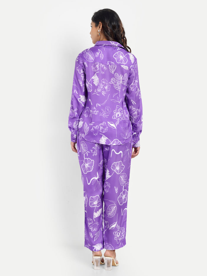 Women’s purple printed Jaila shirt with long sleeves and relaxed stylish fit