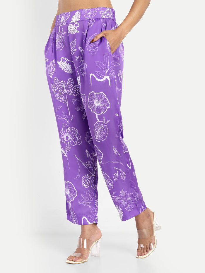 Women’s purple printed Jaila shirt with long sleeves and relaxed stylish fit