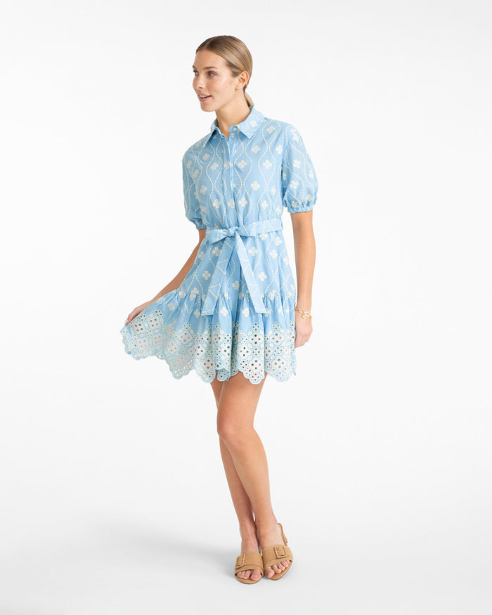 Kallie Mini Dress in Eyelet Embroidery