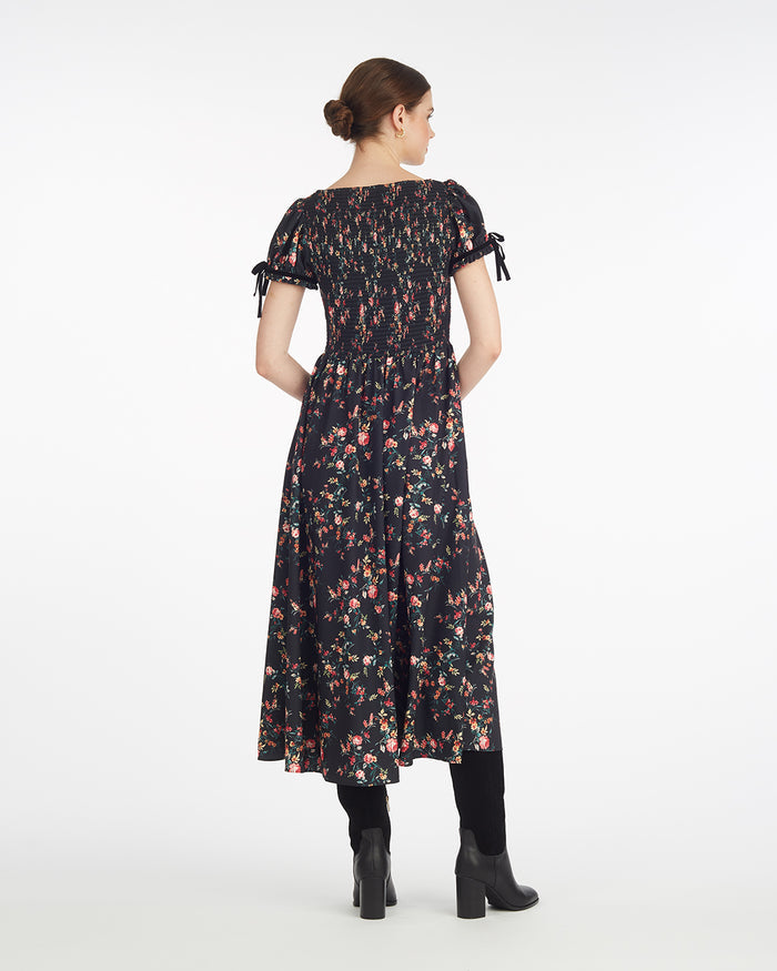 Kelsey Smocked Midi Dress in Garden Rose