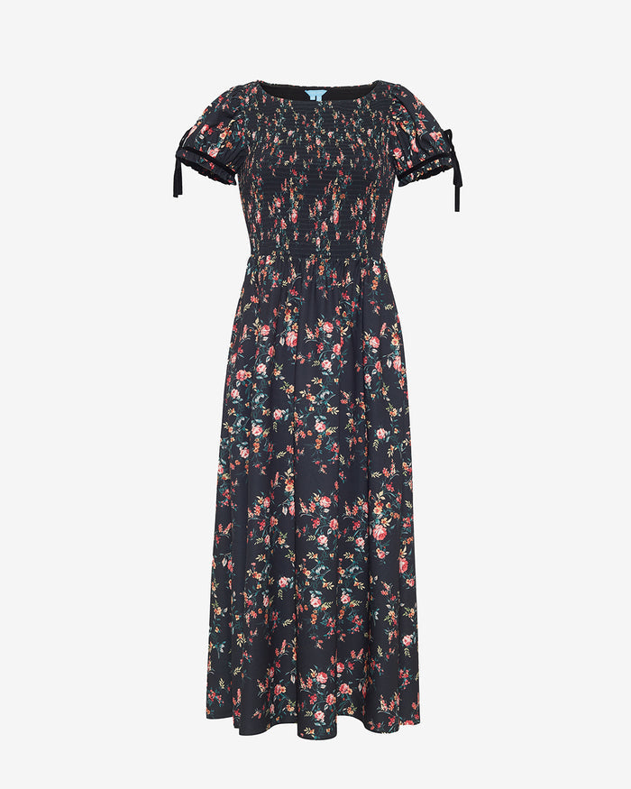 Kelsey Smocked Midi Dress in Garden Rose