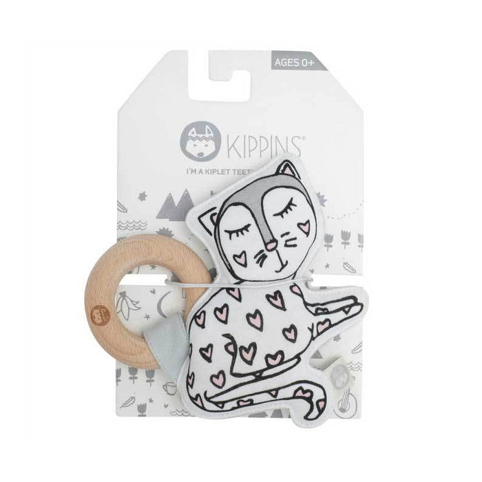 Kippins Kitty Cat Organic Cotton Teething Rattle | Koop.co.nz