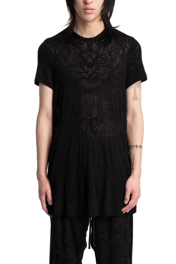 Julius_7 | SS26 - Lace Jacquard Longline T-Shirt, 937CUM6