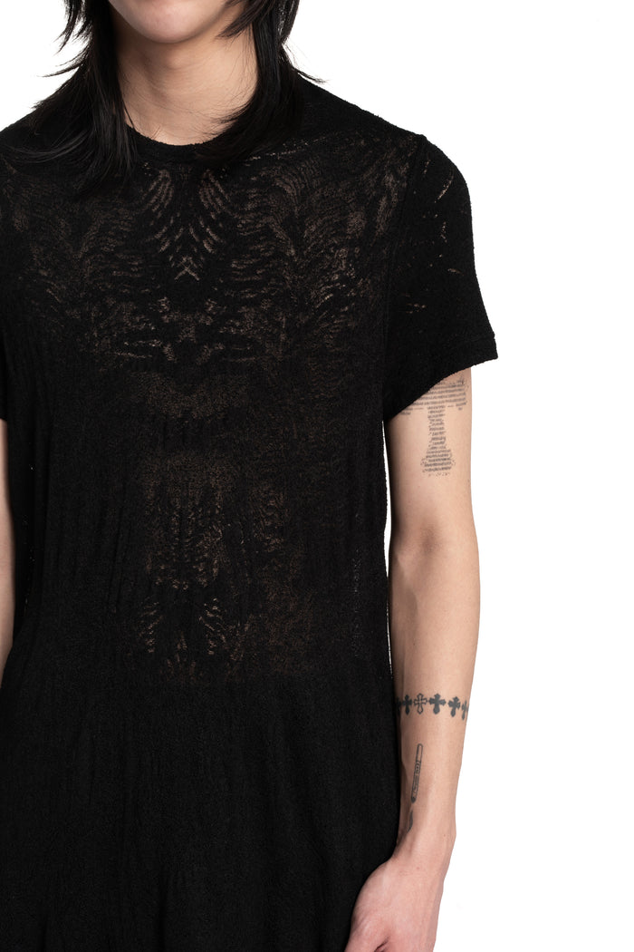 Julius_7 | SS26 - Lace Jacquard Longline T-Shirt, 937CUM6