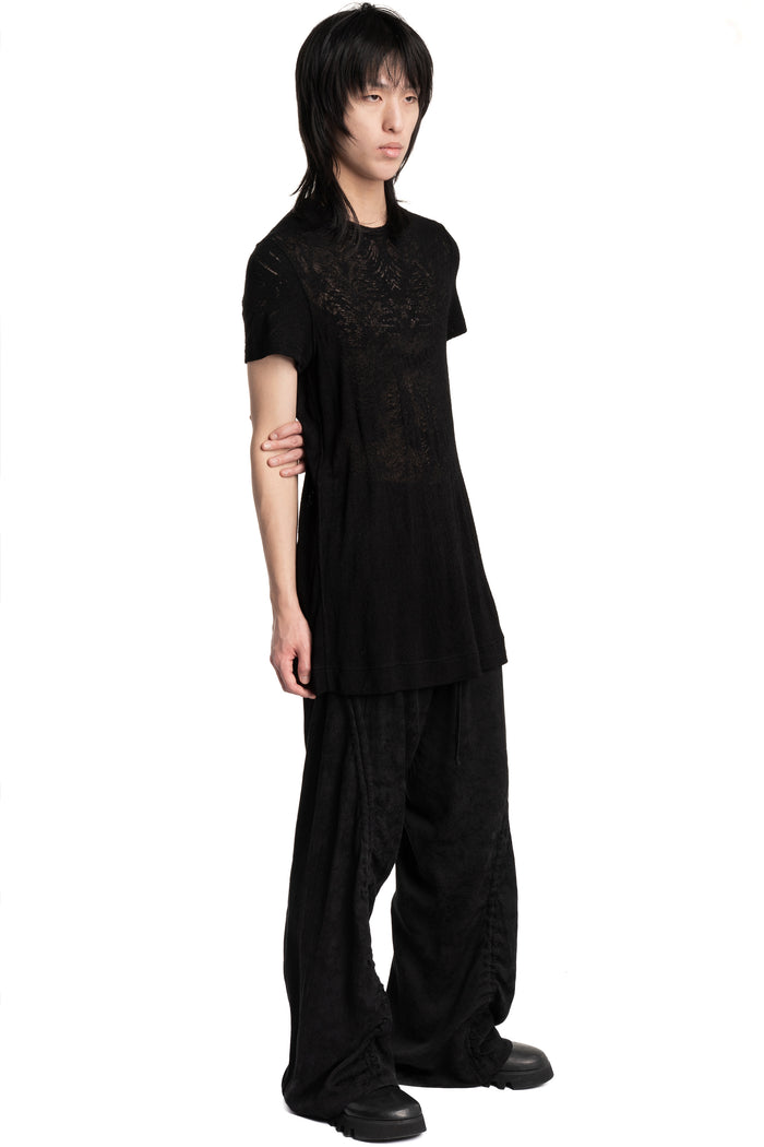 Julius_7 | SS26 - Lace Jacquard Longline T-Shirt, 937CUM6