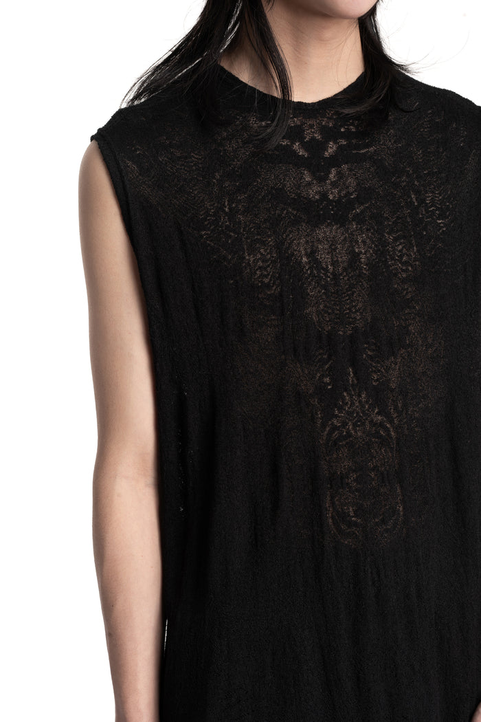 Julius_7 | SS26 - Lace Jacquard Sleevless T-Shirt, 937CUM7
