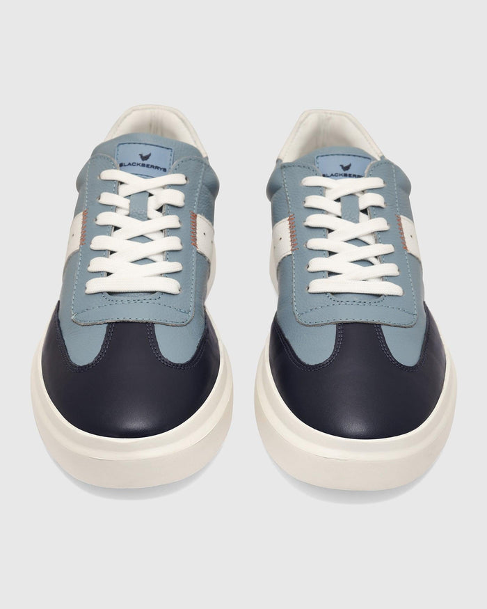 Leather Blue Solid Sneakers - Tammy