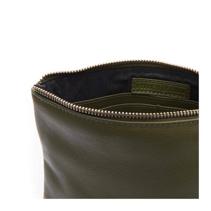 Stitch & Hide Leather Cassie Clutch - Olive | Koop.co.nz