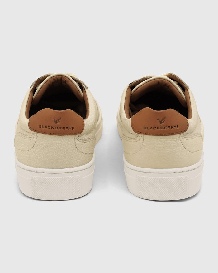 Leather Ivory White Solid Sneakers - Tablet