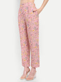 Women’s pink printed Lelo pants with straight fit and comfortable stylish design