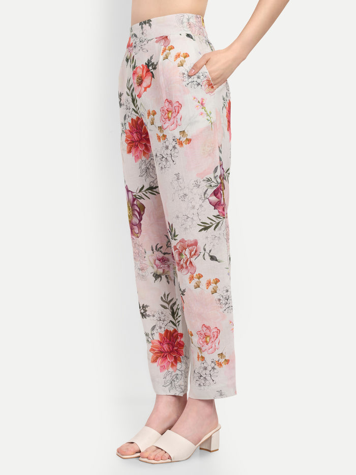 Women’s floral Lelo pants with straight fit and comfortable stylish design