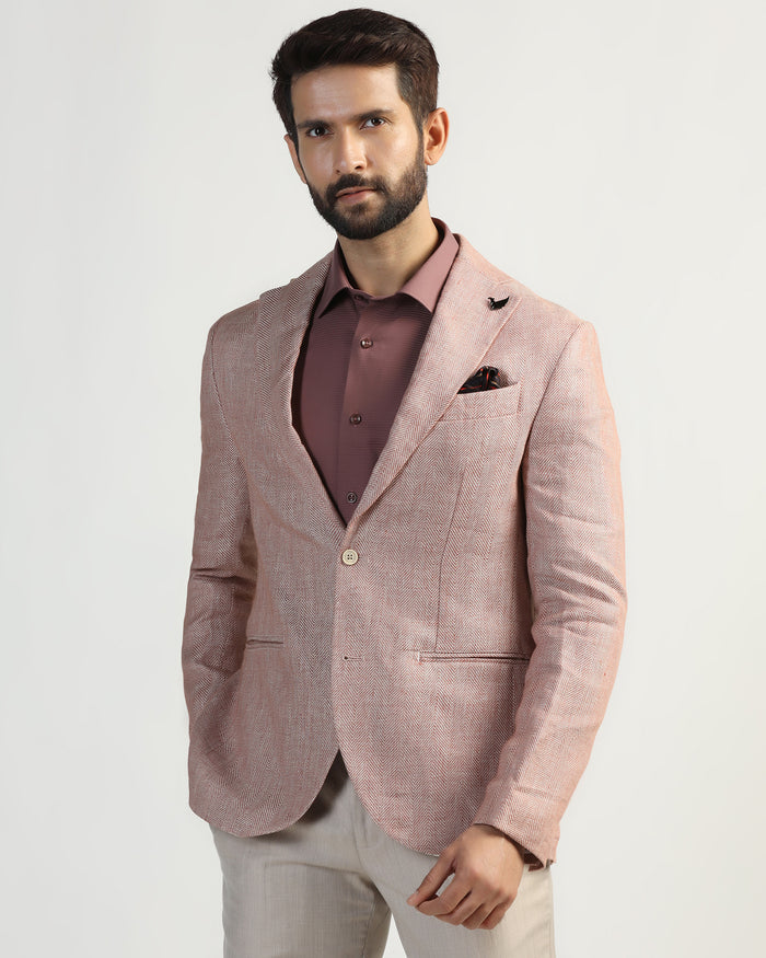 Linen Formal Rust Textured Blazer - Nero