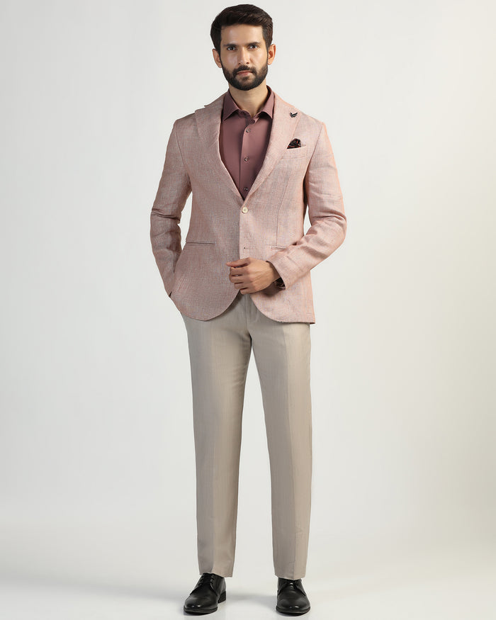 Linen Formal Rust Textured Blazer - Nero