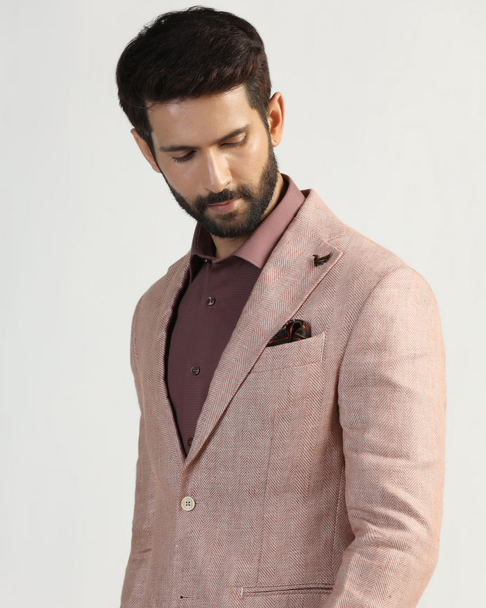 Linen Formal Rust Textured Blazer - Nero