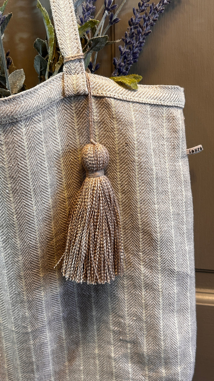 Linen Market Bag | Tote Bag with Handcrafted Linen Tassel