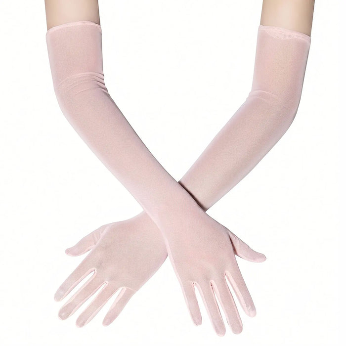Long Sheer Tulle Elbow Gloves Wedding Bridal Prom Evening Formal Dresses GL002 SHEER FAIRY