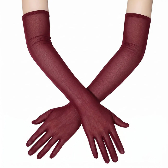 Long Sheer Tulle Elbow Gloves Wedding Bridal Prom Evening Formal Dresses GL002 SHEER FAIRY