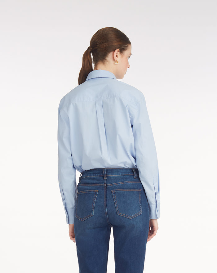 Long-Sleeve Button Down in Cotton Poplin