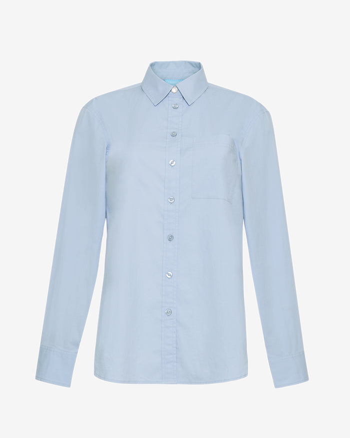 Long-Sleeve Button Down in Cotton Poplin