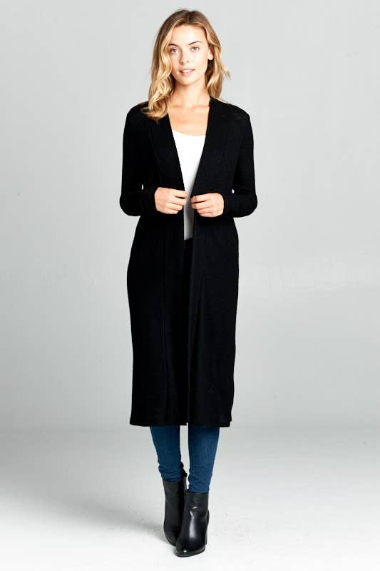Long Sleeve Ribbed Duster Sweater Cardigan