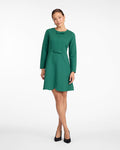 Long-Sleeve Sadie Shift Dress in Evergreen