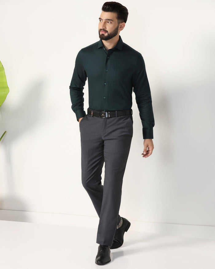 Luxe Slim Comfort B-95 Formal Charcoal Solid Trouser - Lamborghini