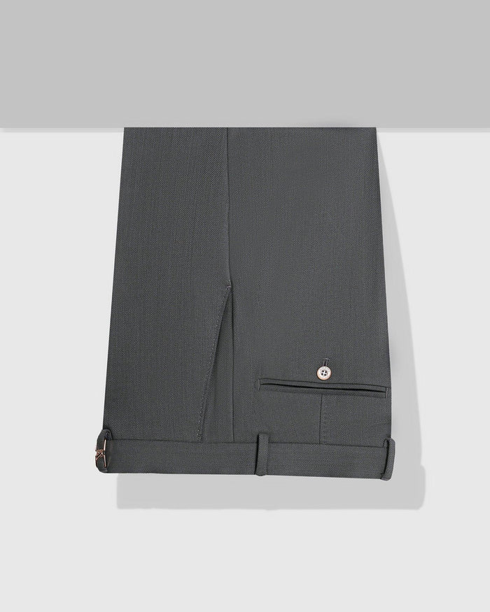 Luxe Slim Comfort B-95 Formal Olive Textured Trouser - Bugati