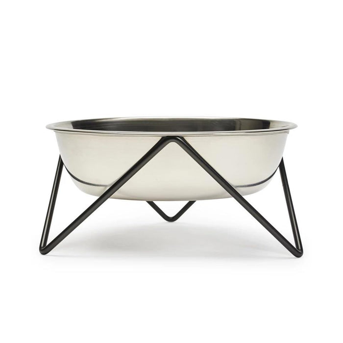 Bendo Luxe Woof Dog Bowl - Chrome & Black | Koop.co.nz