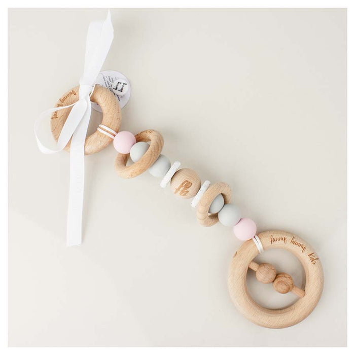 Funny Bunny Kids Luxury Silicone & Wood Teether/Play Toy - Blush Round | Koop.co.nz