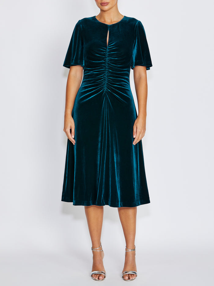 Lyla Dark Teal Velour Dress