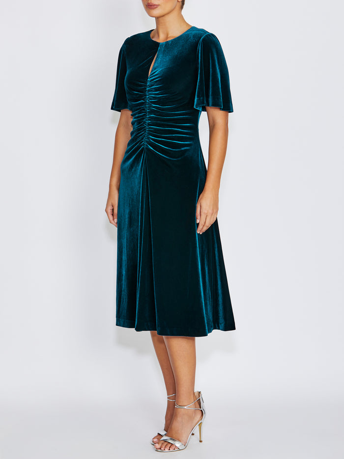 Lyla Dark Teal Velour Dress