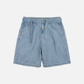 LYOCELL BELTED DENIM SHORTS - LIGHT BLUE