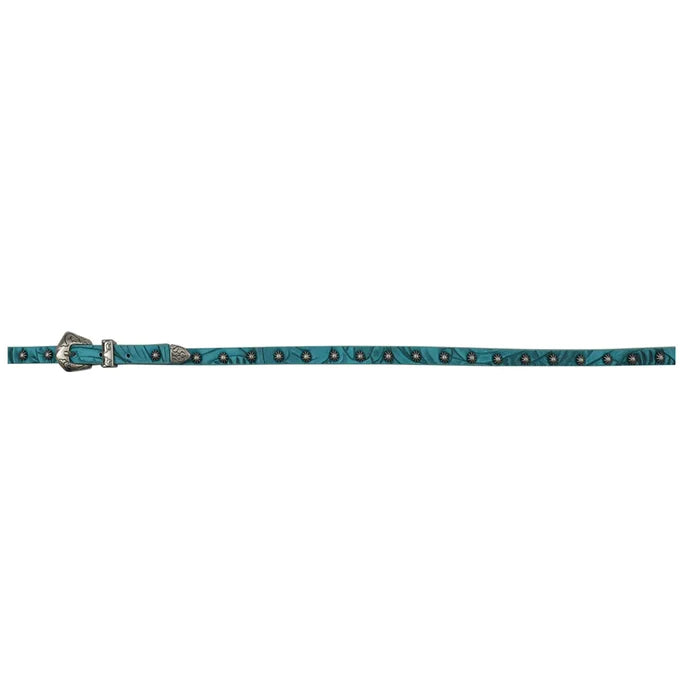 M & F Western Floral Embossed Leather Turquoise Hatband