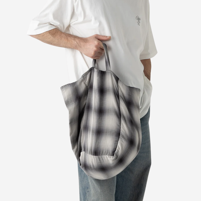 MADRAS CHECKED TOTE BAG - GREY