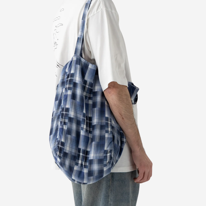 MADRAS CHECKED TOTE BAG - INDIGO