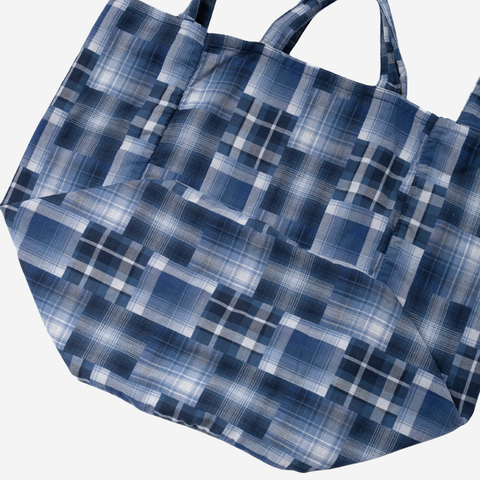 MADRAS CHECKED TOTE BAG - INDIGO