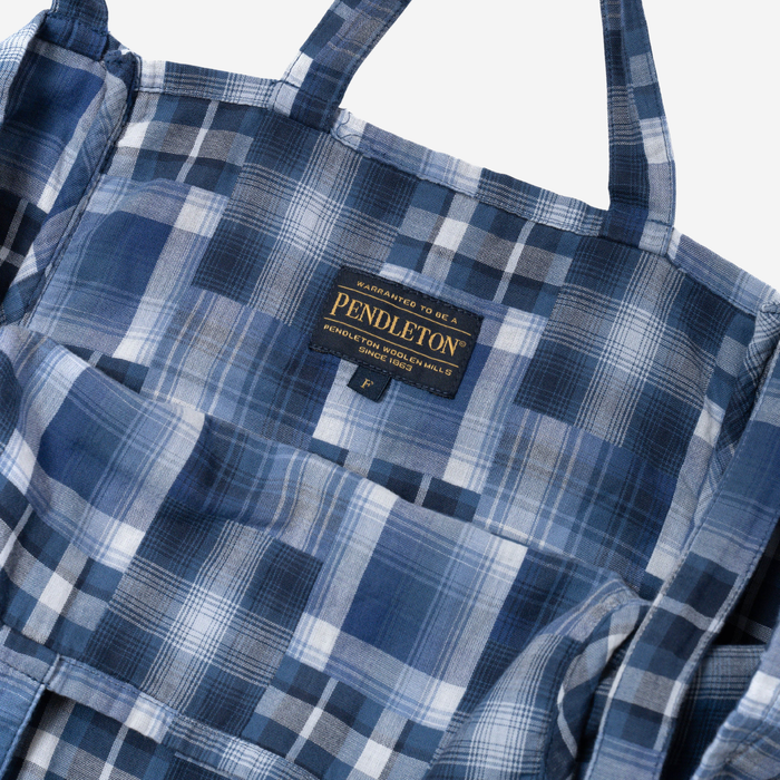 MADRAS CHECKED TOTE BAG - INDIGO