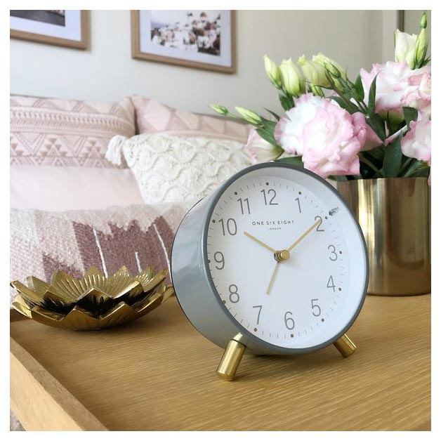 One Six Eight Maisie Alarm Clock with Light  - Grey | Koop.co.nz